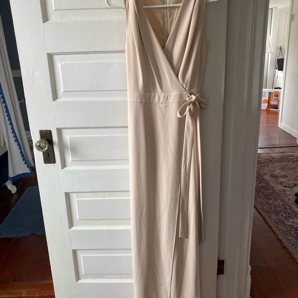 Elegant Beige Wrap Jumpsuit